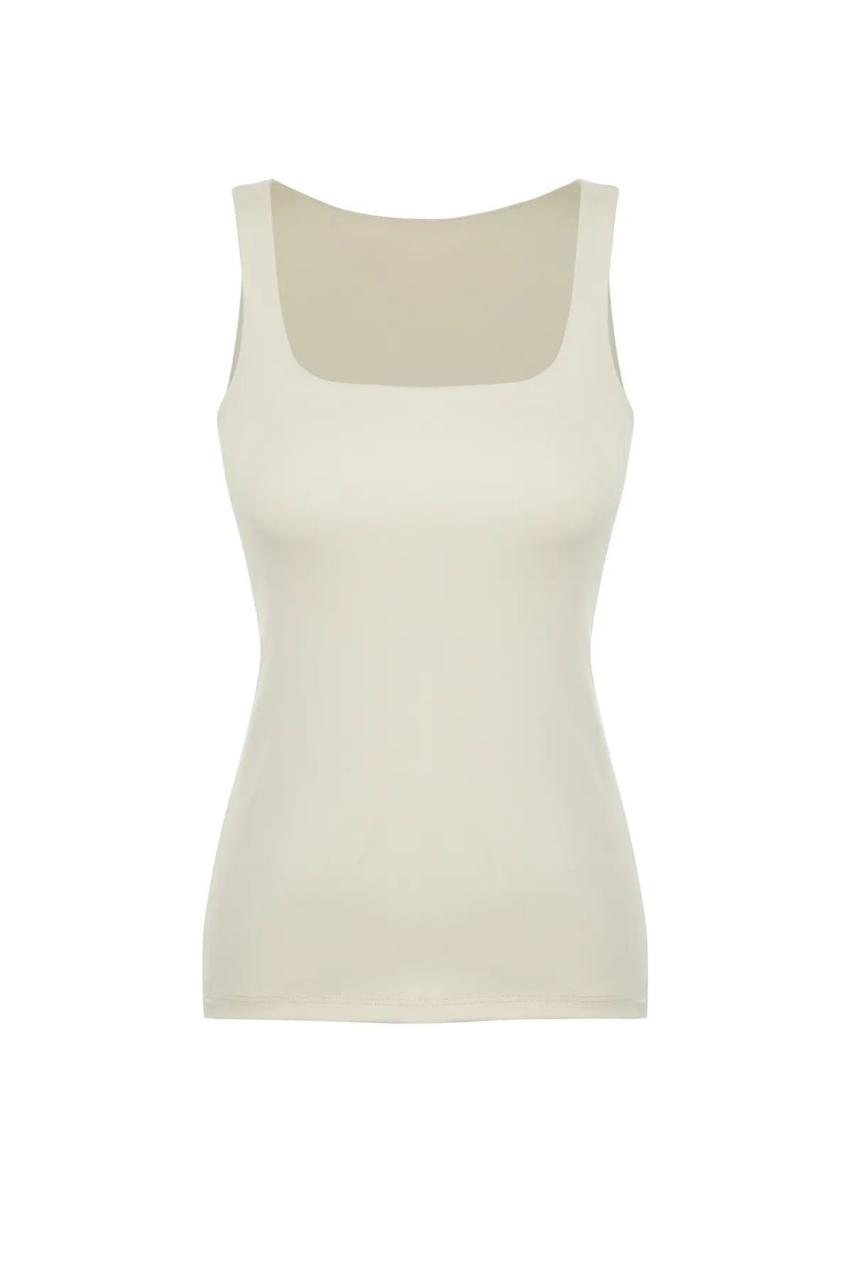 Trendyol Collection  Stone Gathering 2-Lagen-Sport-BH mit Polster innen, eckiger Kragen, gestricktes Sporttop/Bluse THMSS24BZ00002