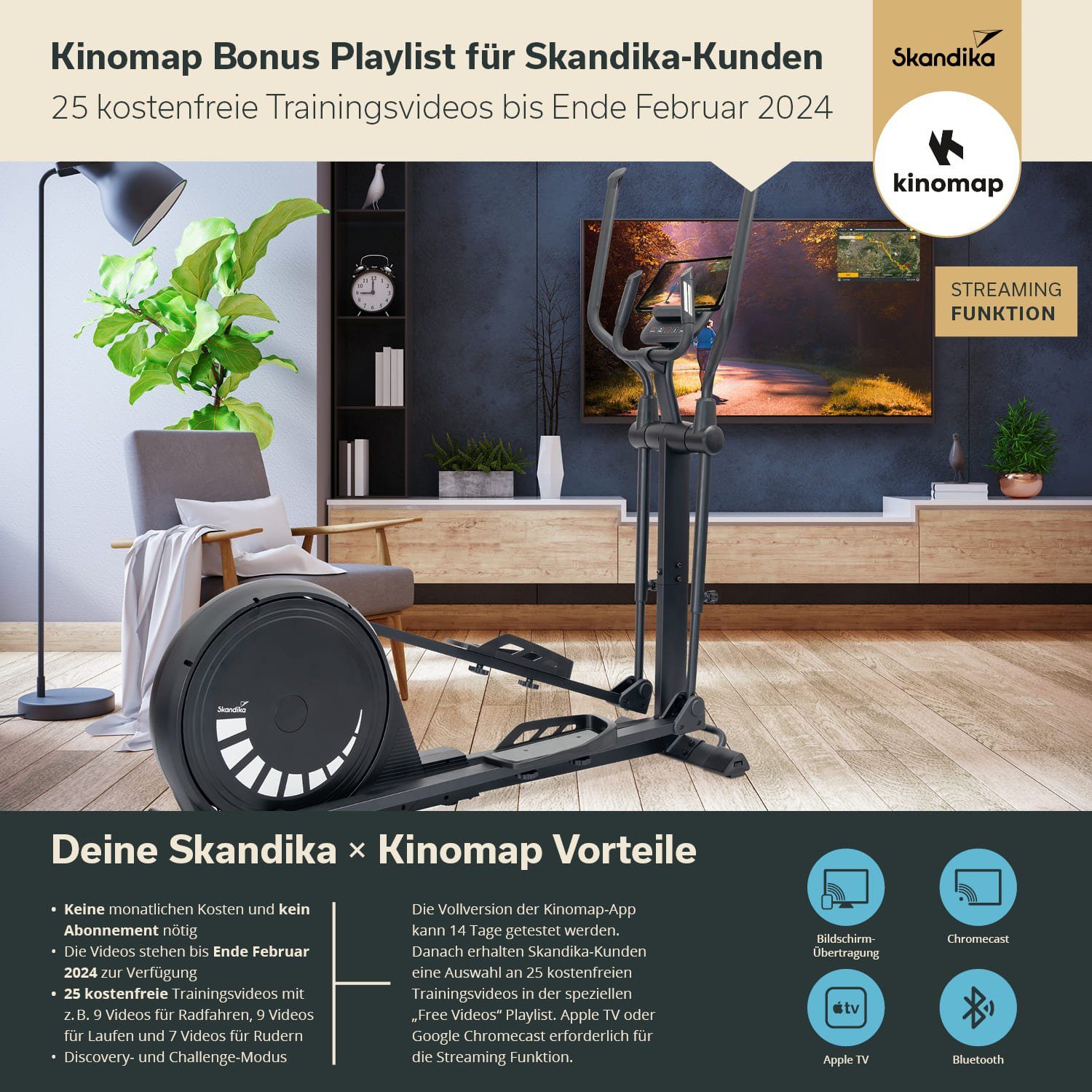 Skandika Crosstrainer Carbon P20-R, Ellipsentrainer für Zuhause, 23 Programme, App kompatibel, bis 135 kg