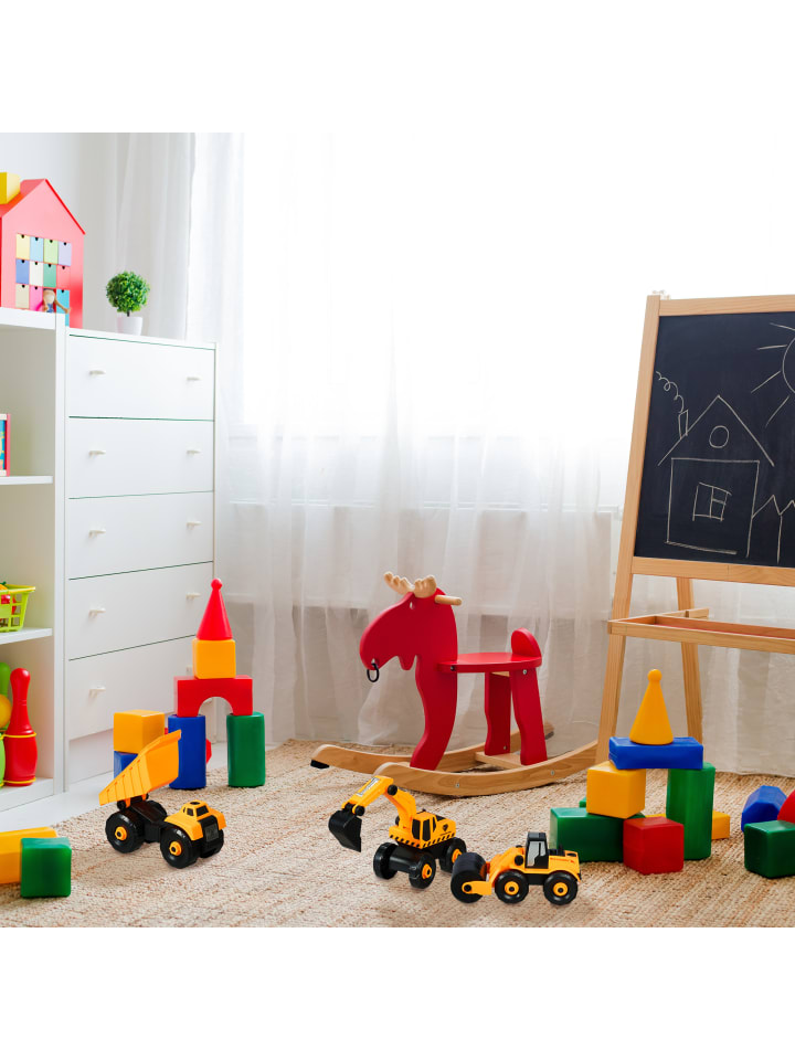 relaxdays 6tlg. Kinderbaustellenfahrzeuge Set in Gelb günstig kaufen onesize