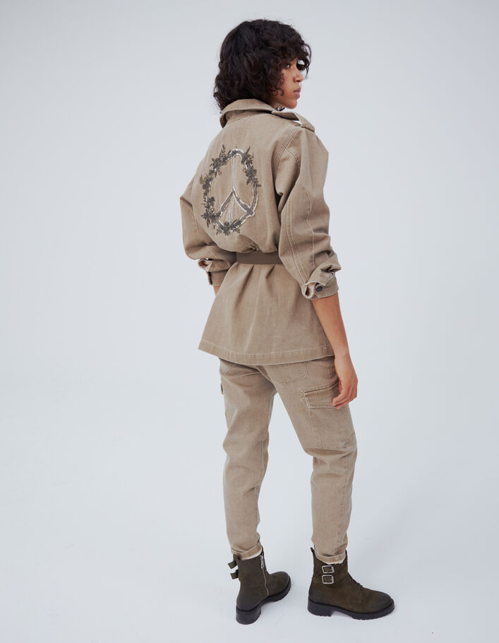 Saharienne Terra® denim kaki peace&love brodé dos femme
