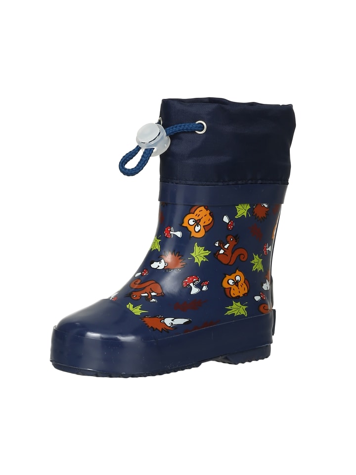 Playshoes Gummistiefel Halbschaft Waldtiere gefüttert in Marine günstig kaufen