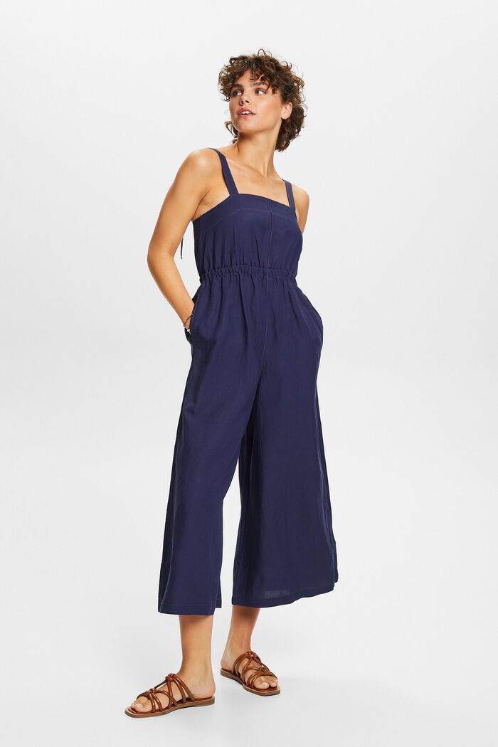 Jumpsuit mit weitem Bein, Leinenmix