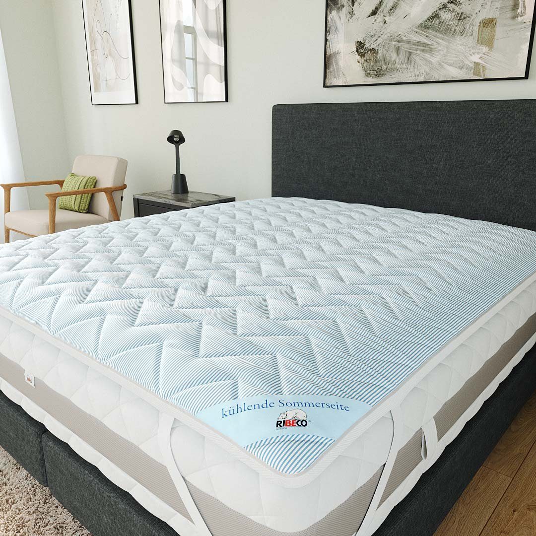 Topper Topper Hannes Top Cool, RIBECO, 4 cm hoch, Viscoschaum, (Wendetopper mit kühlendem Effekt, 4 cm hoch), Matratzenauflage Matratzenschoner Allergikergeeignet