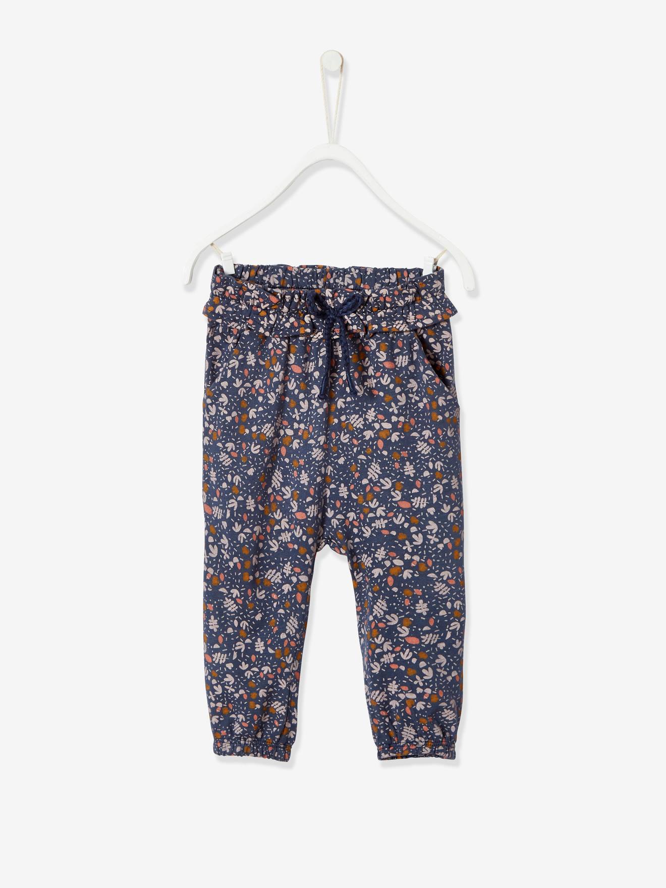 Pantalon imprimé bébé taille élastiquée bleu ardoise