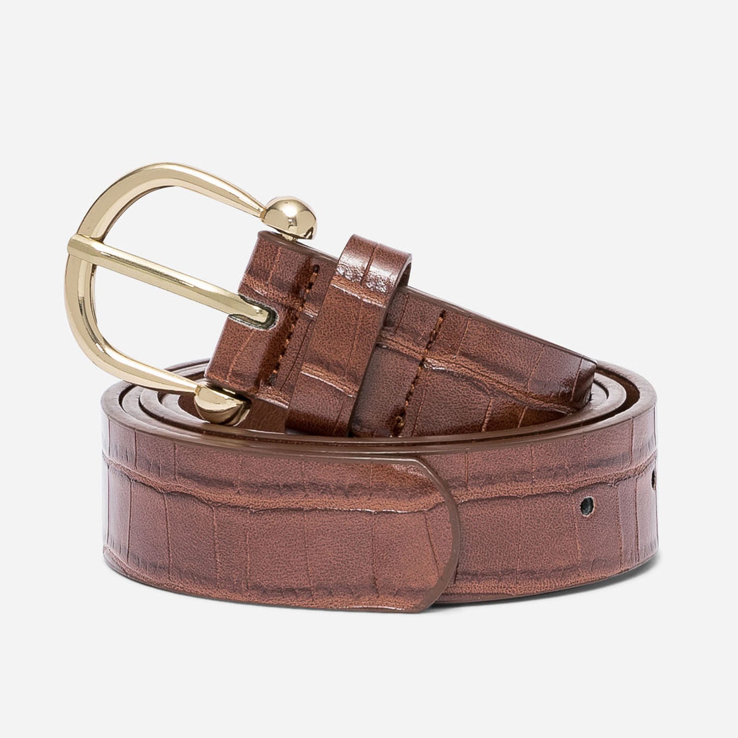 Ceinture cognac embossée effet croco