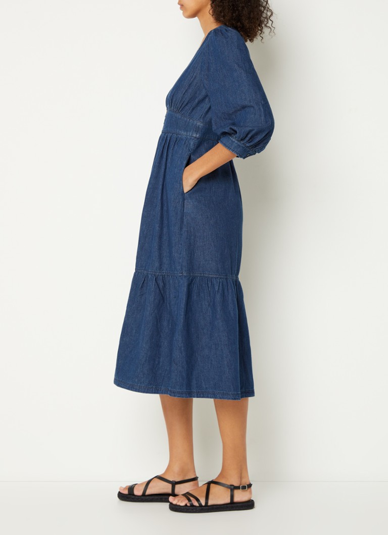 ba&sh Limi abito chemisier midi in chambray