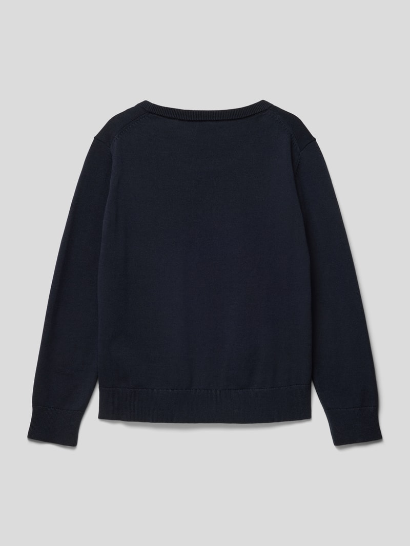Strickpullover mit Label-Stitching Modell 'SHIELD' in blau
