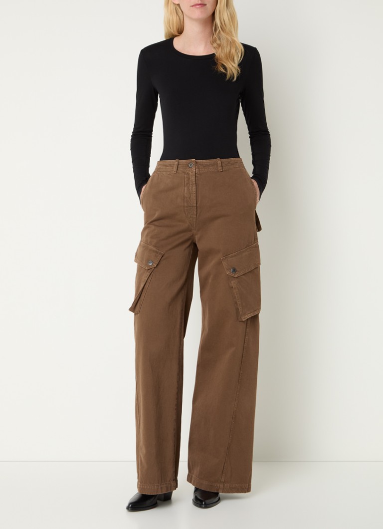 Pantaloni cargo MaxMara Elvy cu talie înaltă, cu buzunare laterale și croială lată