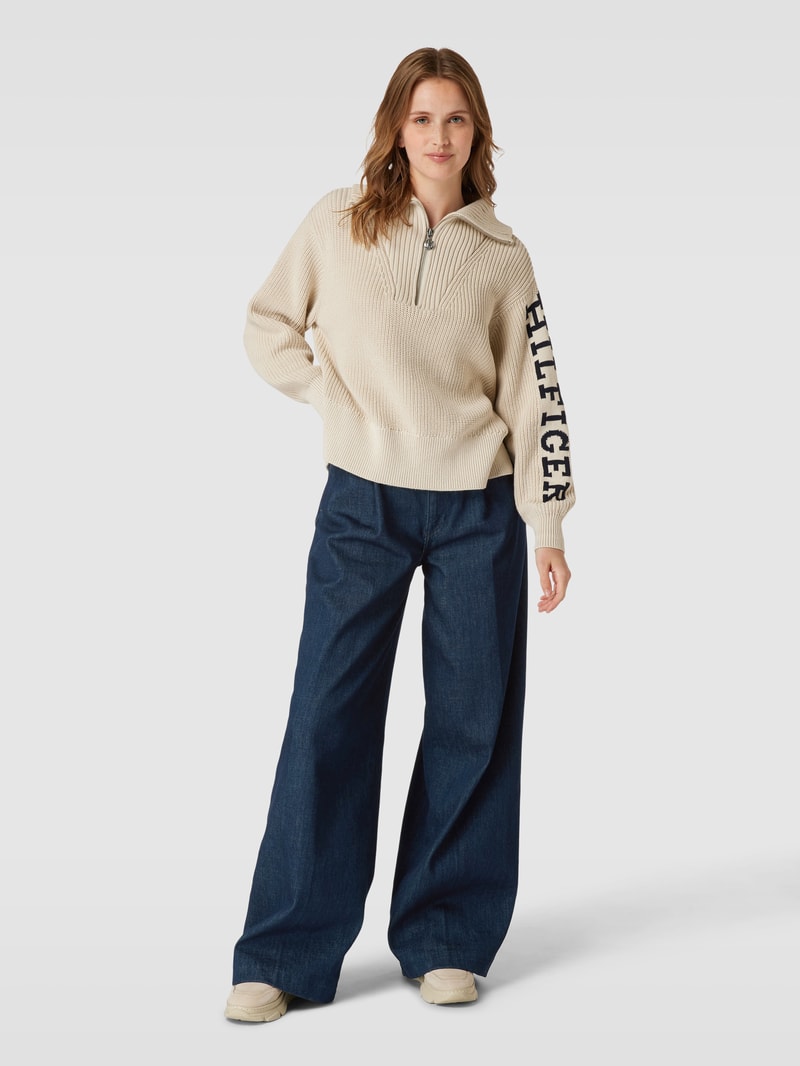 Wide Leg Jeans mit fixierten Bundfalten Modell 'NALA' in dunkelblau