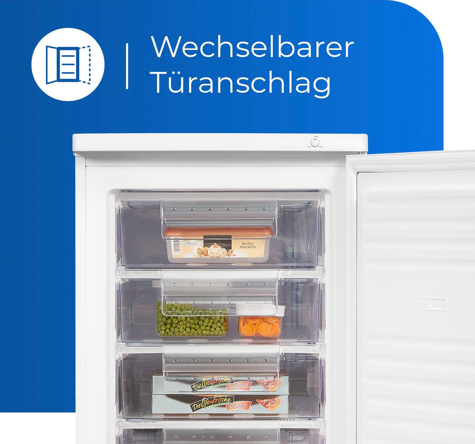 exquisit Gefrierschrank GS12-040E weiss, 85,5 cm hoch, 55,0 cm breit