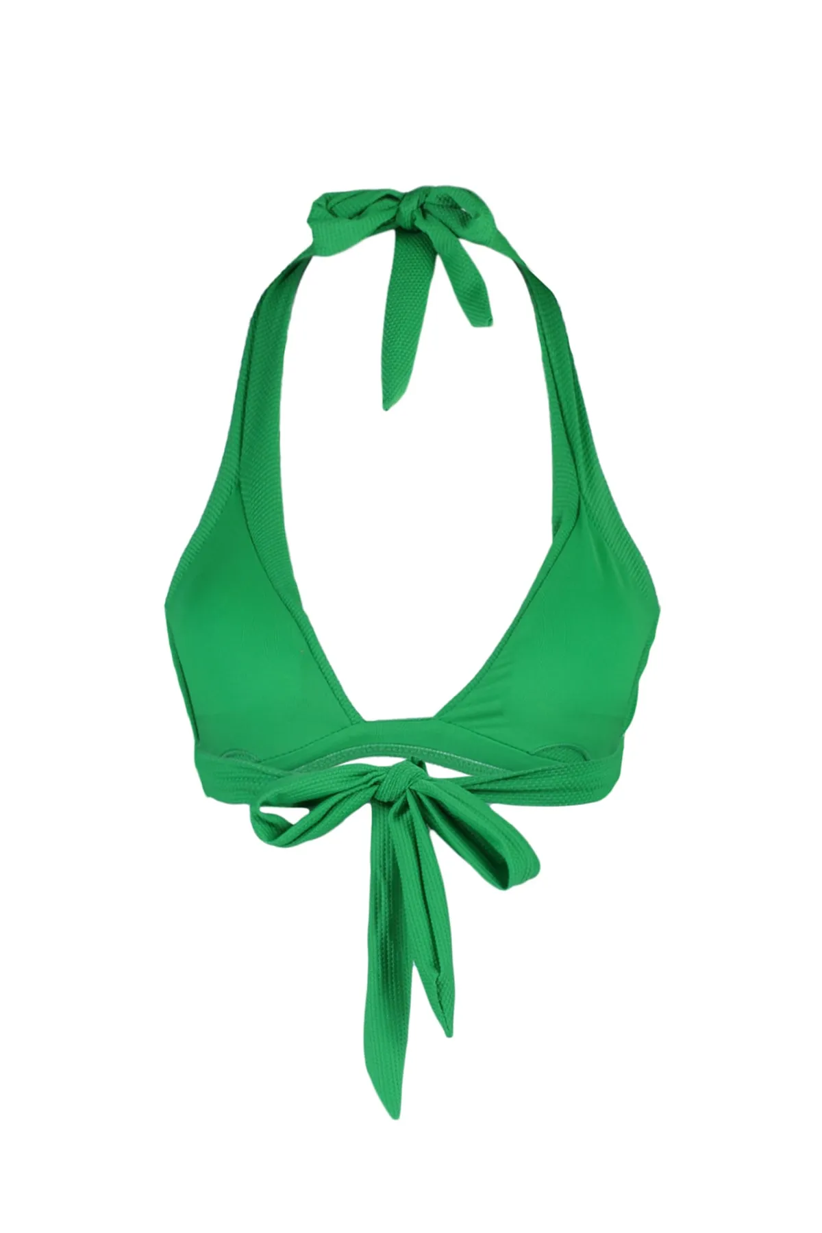 Trendyol Collection  Grünes dreieckiges strukturiertes Bikinioberteil TBESS23BU00134
