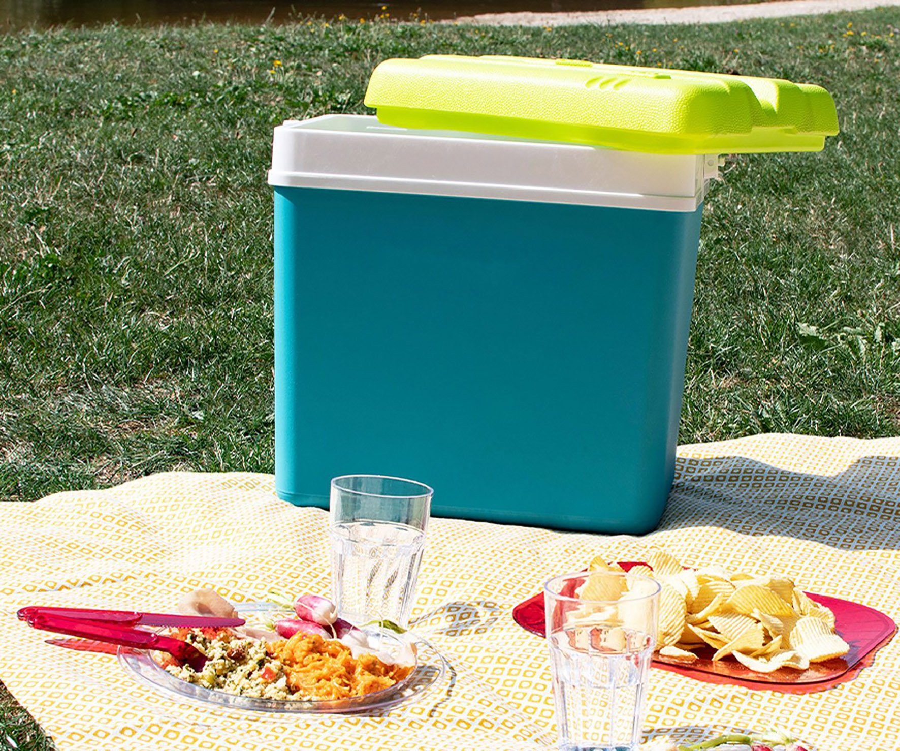 Spetebo Kühlbox Kühlbox aus Kunststoff 24 Liter - türkis, Outdoor Thermobox mit Tragegriff