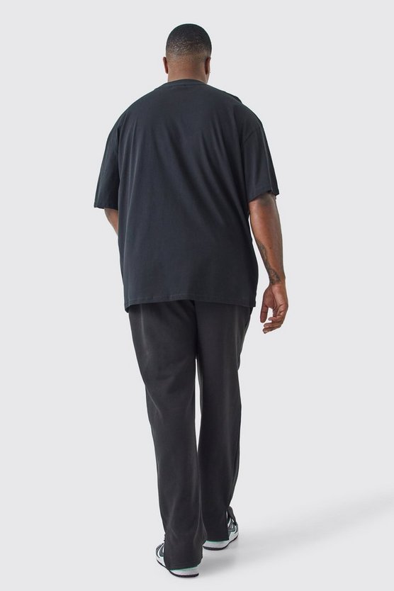 Plus schwarze Worldwide Jogginghose mit geteiltem Saum