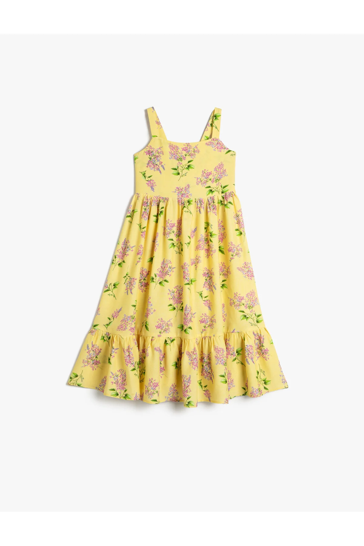 Koton  Midikleid mit floralen Trägern und Gipe-Detail auf der Rückseite