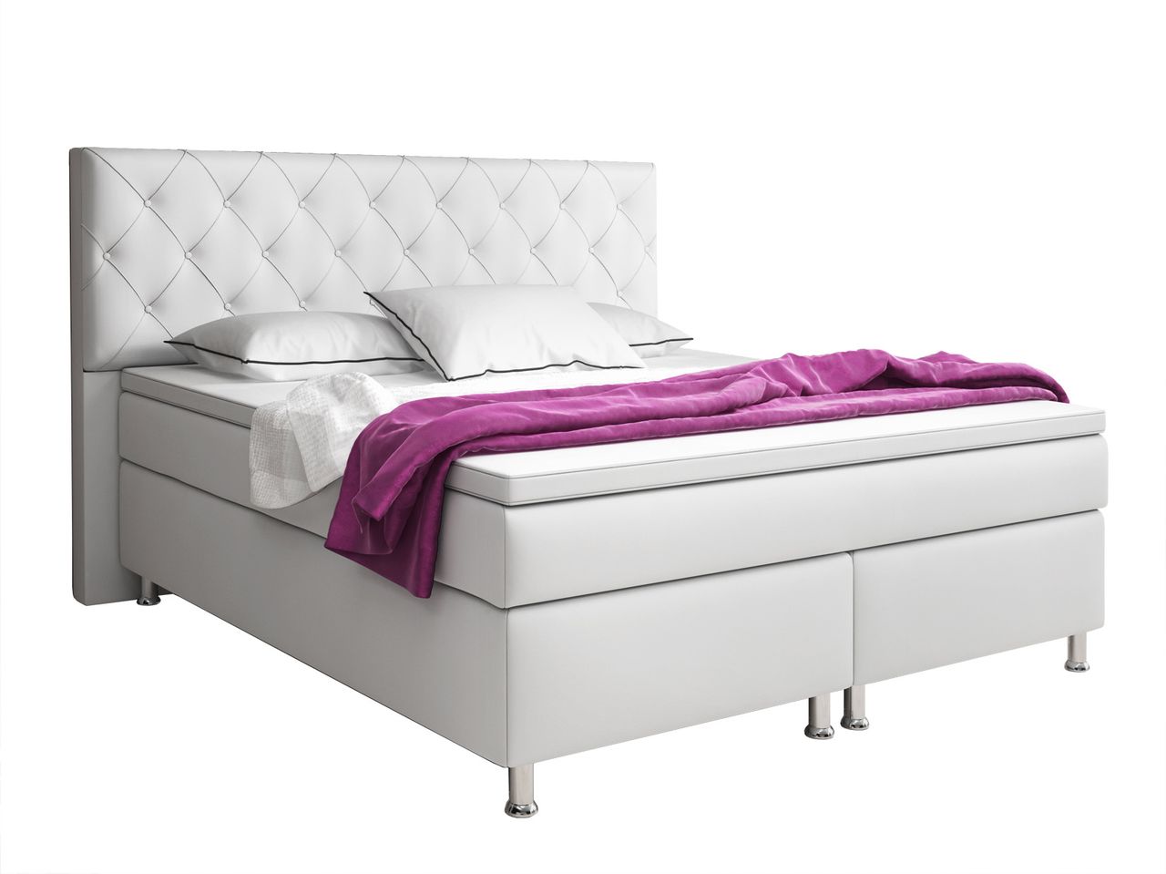 IHG Boxspringbett Turin 180x200 cm Kunstleder Weiß