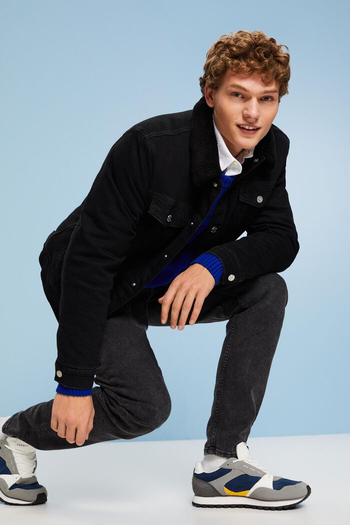 Jeansjacke mit Teddyfell