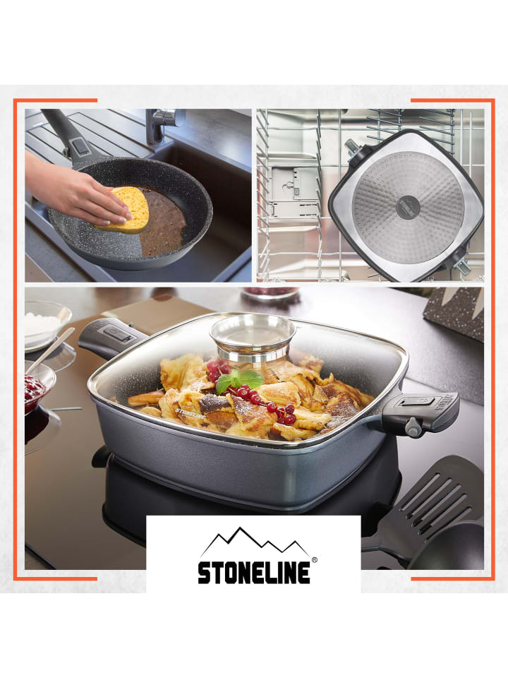 Stoneline Schmorpfanne 28 cm mit abnehmbarem Griff | mit Deckel in Anthrazit günstig kaufen Ø 28 cm