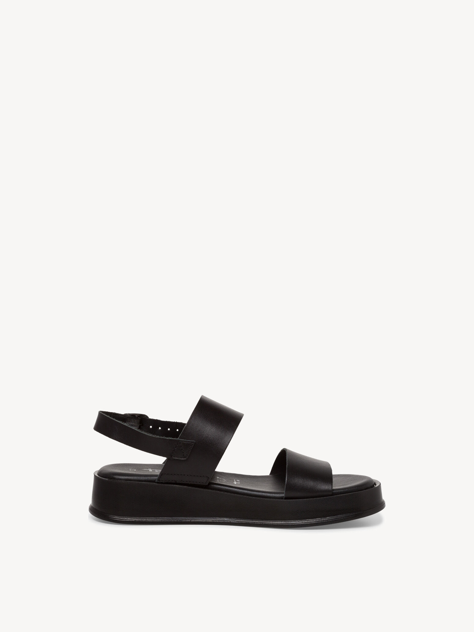Sandale à talon en cuir - noir
