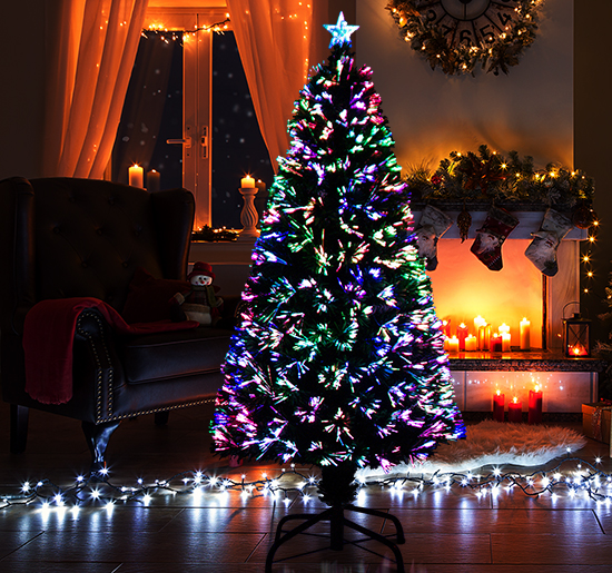 HOMCOM Weihnachtsbaum Tannenbaum Christbaum LED Lichtfaser Stern 5 Modell