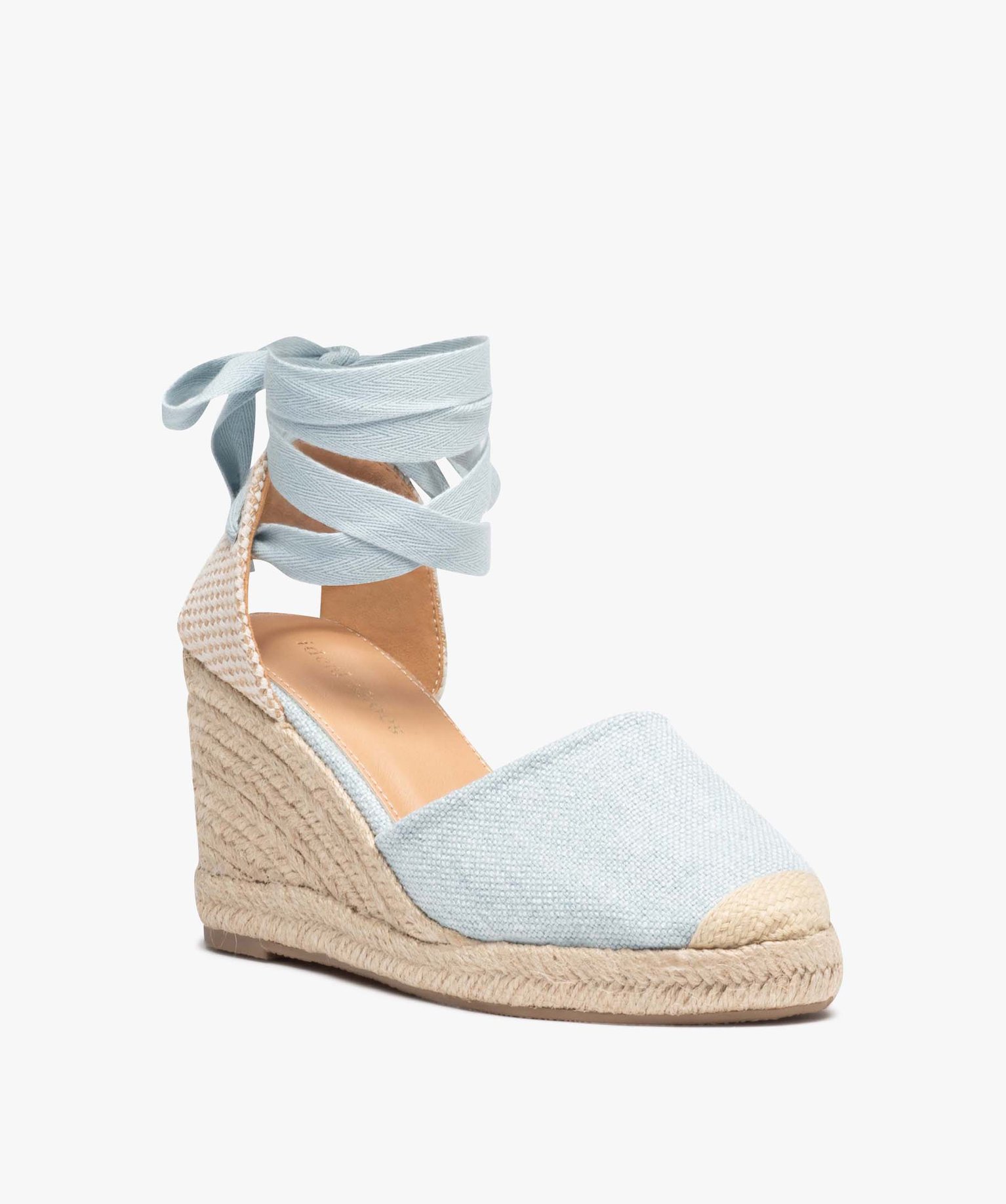 Sandale femme en toile denim à semelle compensée denim | GEMO
