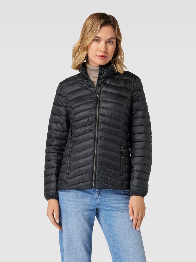 Steppjacke mit Stehkragen in schwarz