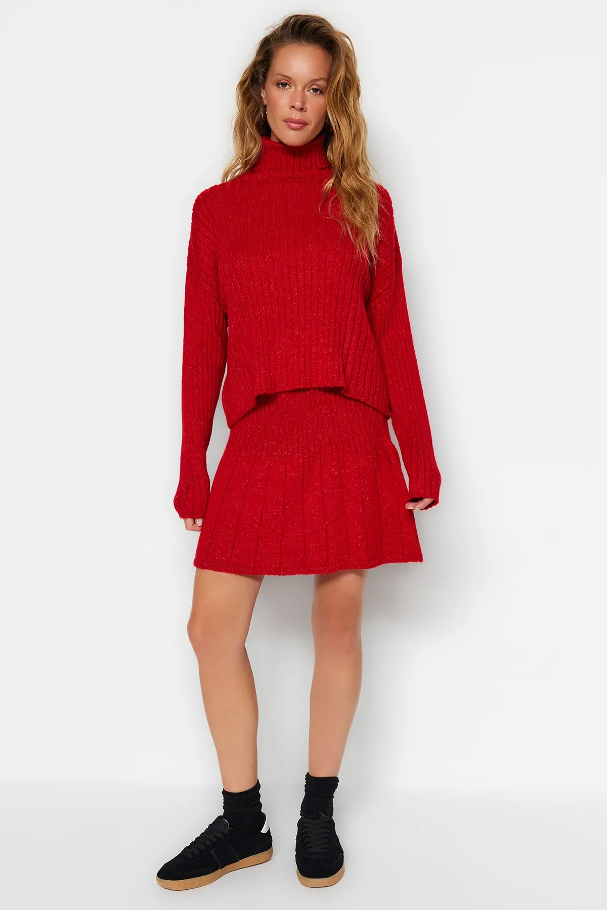 Trendyol Collection  Tile Crop Knitwear Bottom-Top-Set TWOAW24AU00019