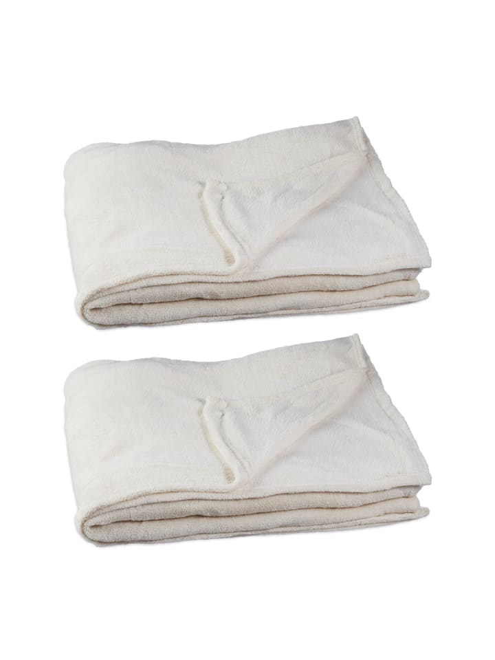 relaxdays 2x Kuscheldecke in Champagner - (B)200 x (T)220 cm günstig kaufen onesize