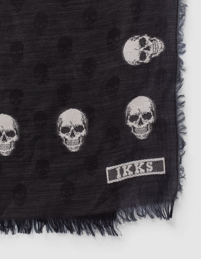 Foulard gris jacquard motif têtes de mort Femme