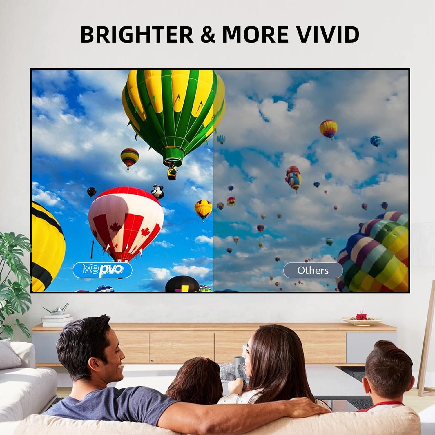 wepvo Portabler Projektor (800 x 480 px, Mini Beamer Geschenke, Heimkino, HDMI/USB, Draußen Fernbedienung)