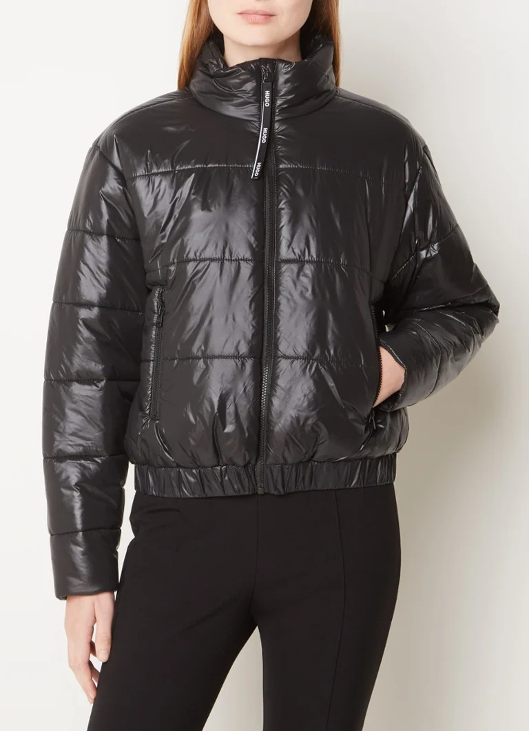 HUGO BOSS  Felara cropped puffer jack met ritszakken en logo