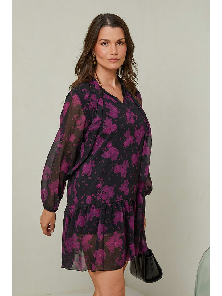 Curvy Lady Kleid in Schwarz/ Lila günstig kaufen