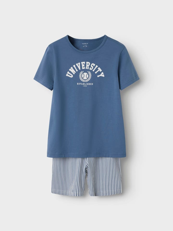 name it Shorty Pyjama NKMNIGHTSET UNIVERSITY in china blue günstig kaufen