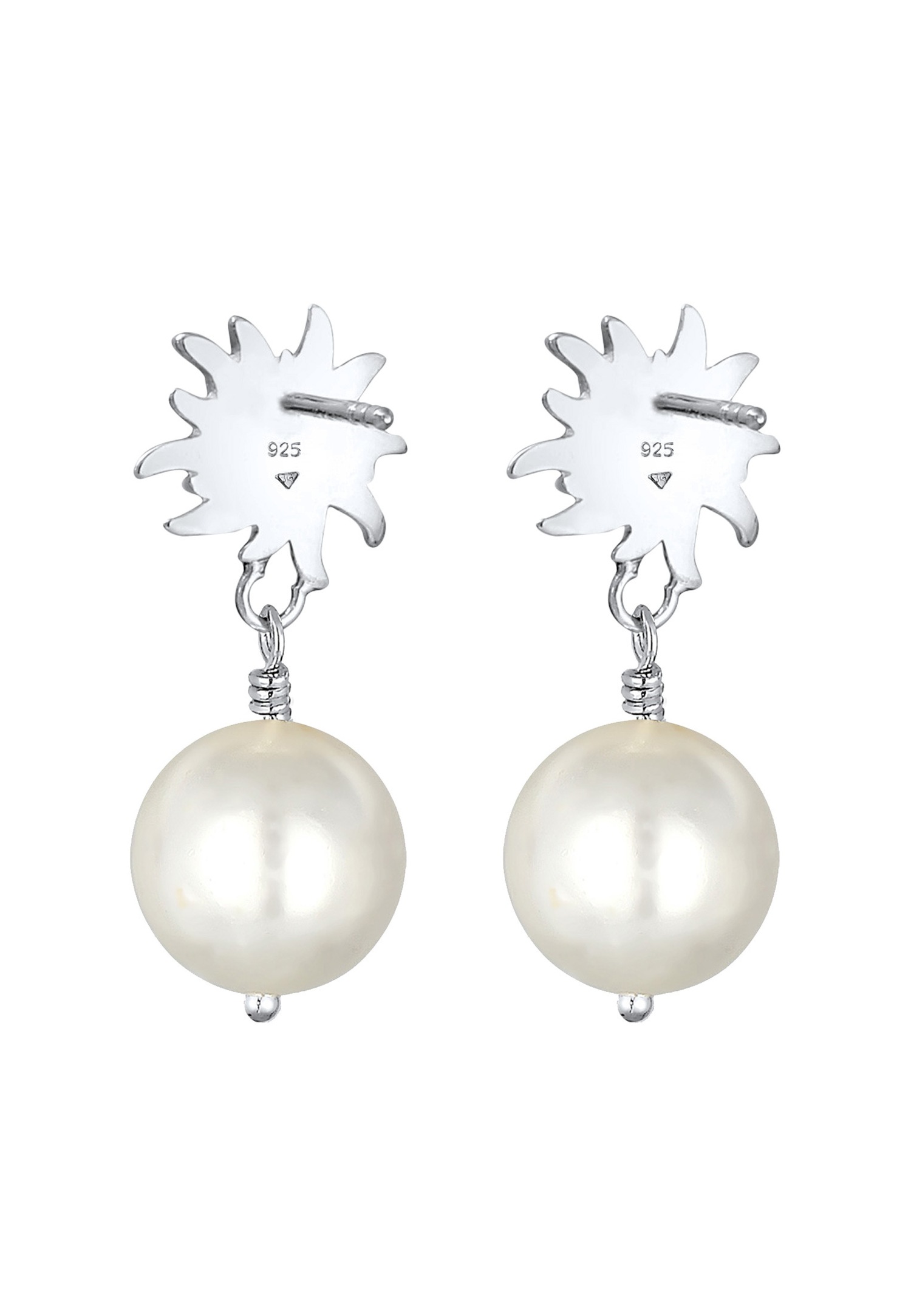 Elli Women's Edelweiss Dirndl Earring Pendant with Shell Pearl in 925 Sterling Silver