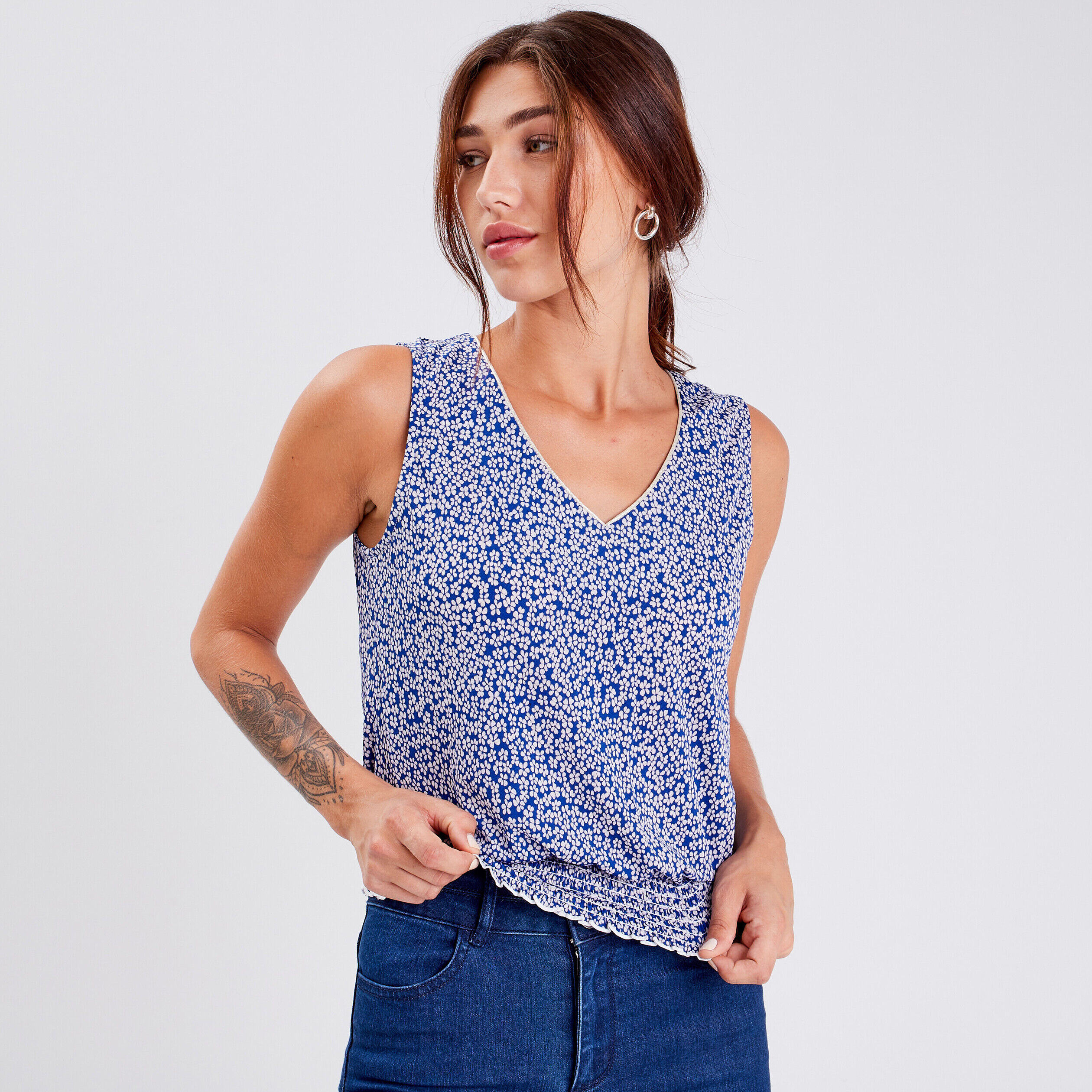 Blouse Sophie- débardeur bleu femme | Cache Cache