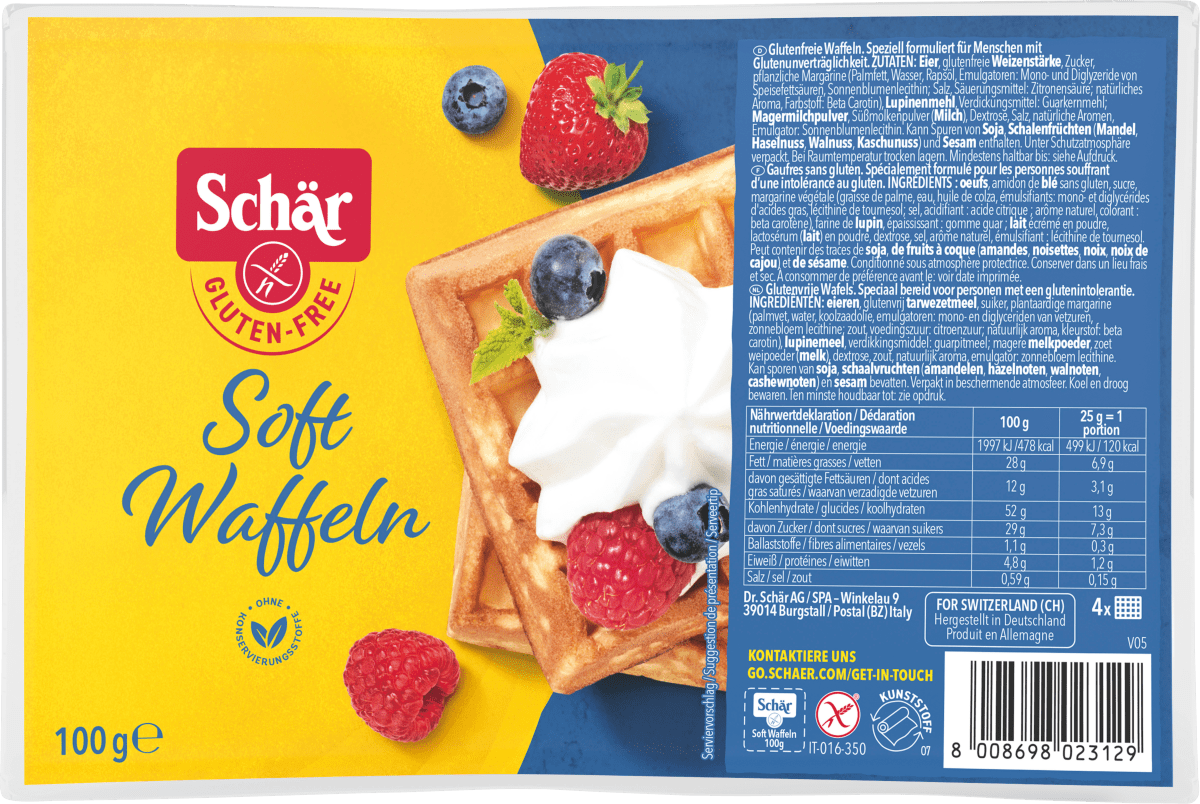 Soft Waffeln, glutenfrei (4 Stück), 100 g