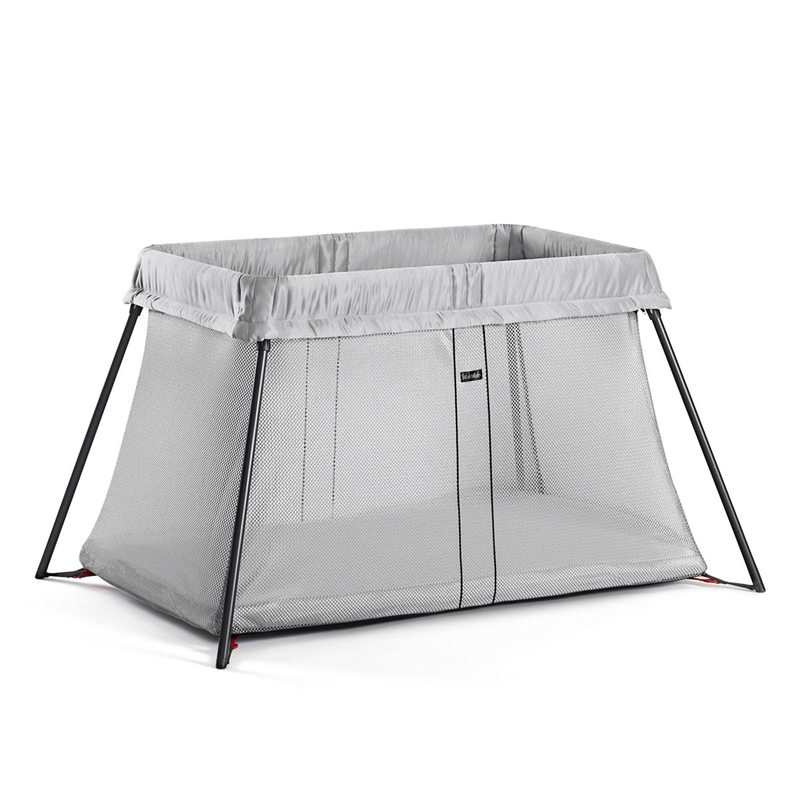 Pack lit parapluie Light argent avec drap-housse blanc coton bio BabyBjörn