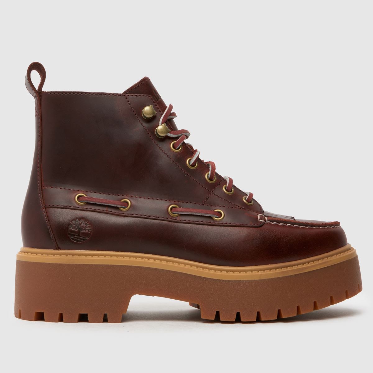 Timberland – Stone Street – Vinröda platåstövlar med 7 ögon