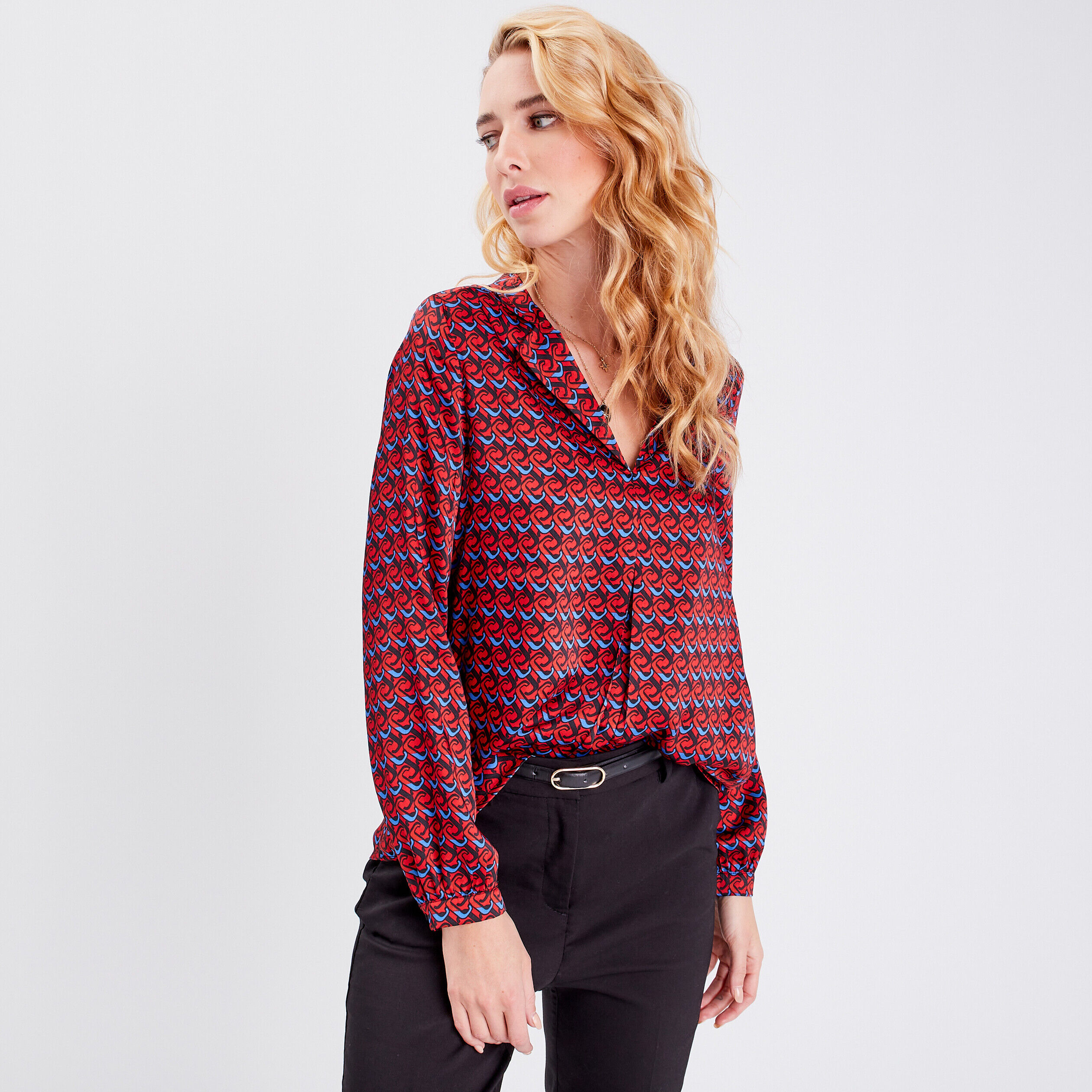 Blouse manches longues rouge femme | Cache Cache