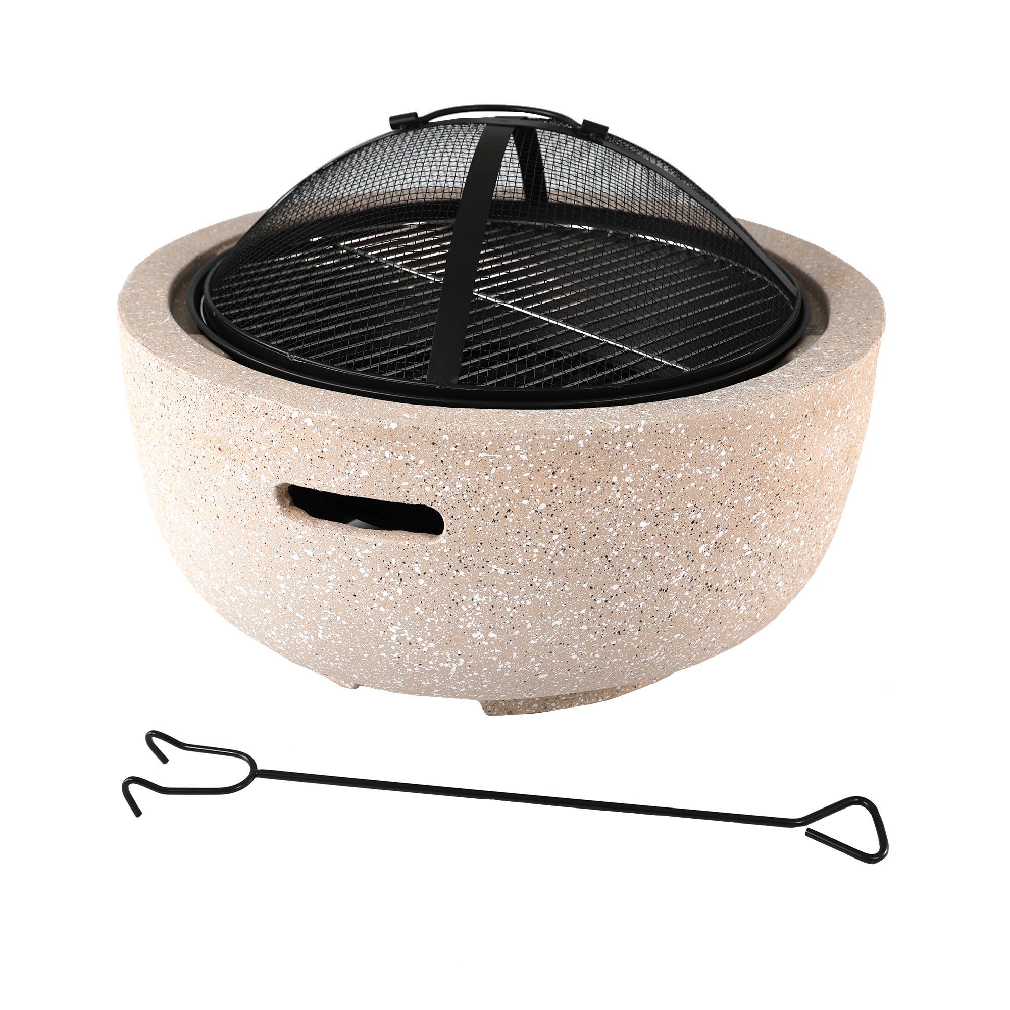 Lemodo Feuerschale Feuerschale mit Grillrost und Funkenschutzgitter