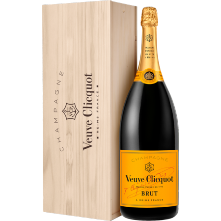 CHAMPAGNE VEUVE CLICQUOT - BRUT CARTE JAUNE - MATHUSALEM - CAISSE BOIS