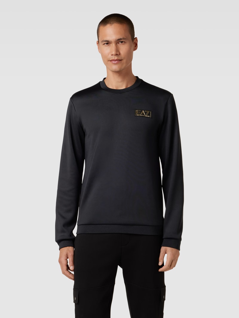Sweatshirt mit Label-Detail in schwarz