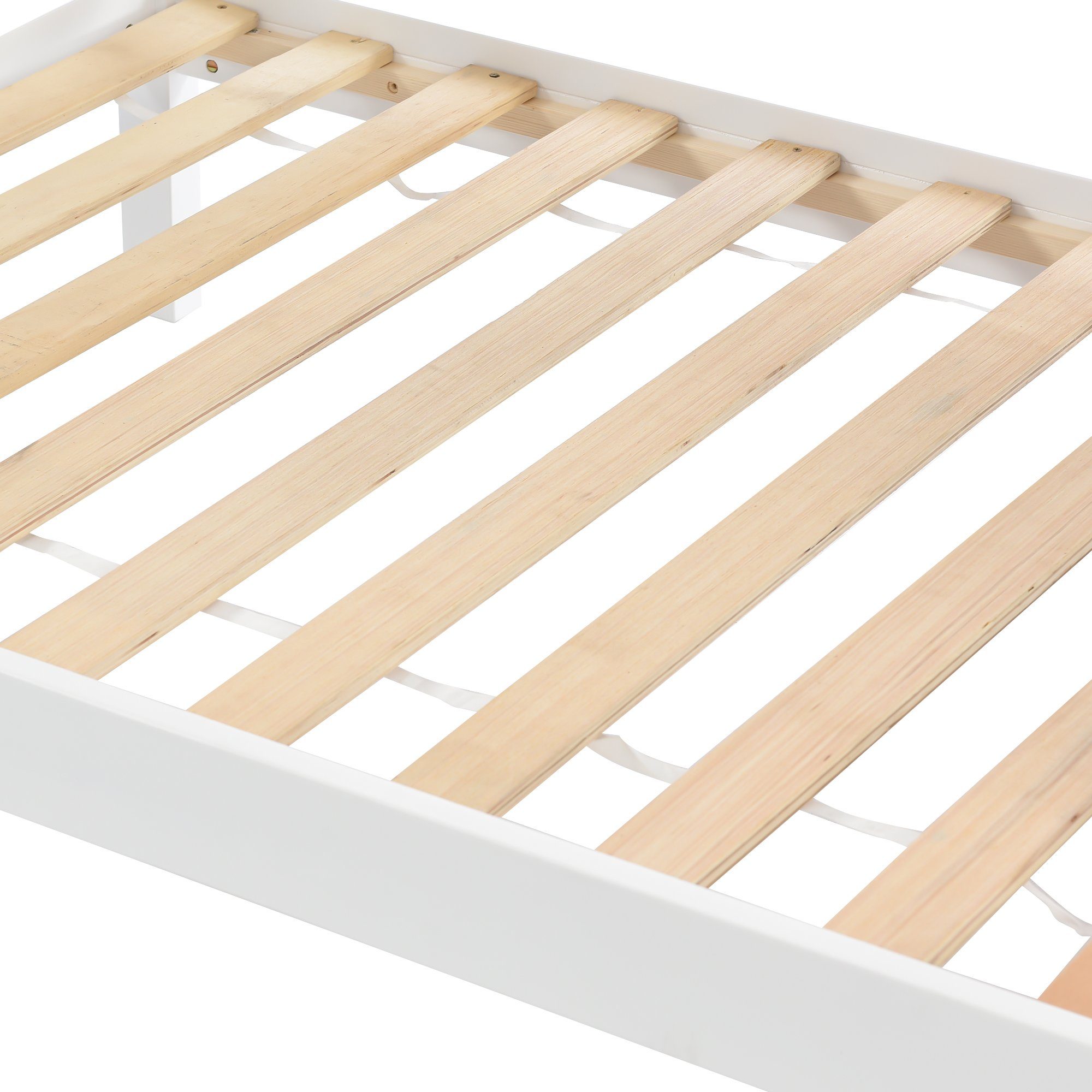OKWISH Etagenbett Etagenbett mit Handlauf und Fenster, Bett, Kinderbett (Kinderbett mit Fallschutz und Gitter, Fallschutz und Gitter), Rahmen aus Kiefer,90x200cm