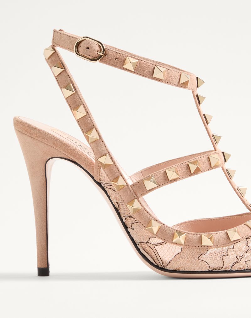Sapatos de salto Rockstud Lace com tiras de 100 mm