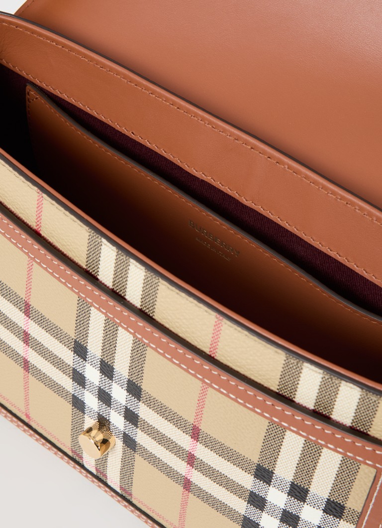 Burberry Note -keskikokoinen olkalaukku vasikannahkaisilla yksityiskohdilla