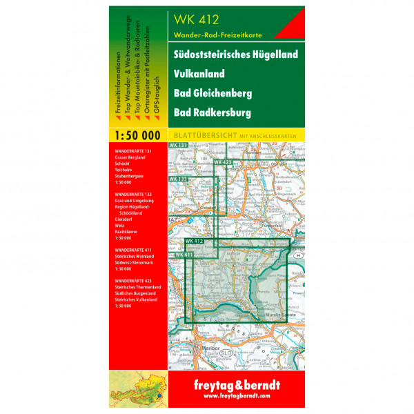 Freytag & Berndt - Südoststeirisches Hügelland-Vulkanland-Bad Gleichenberg-Bad Radkersberg - Wanderkarte
