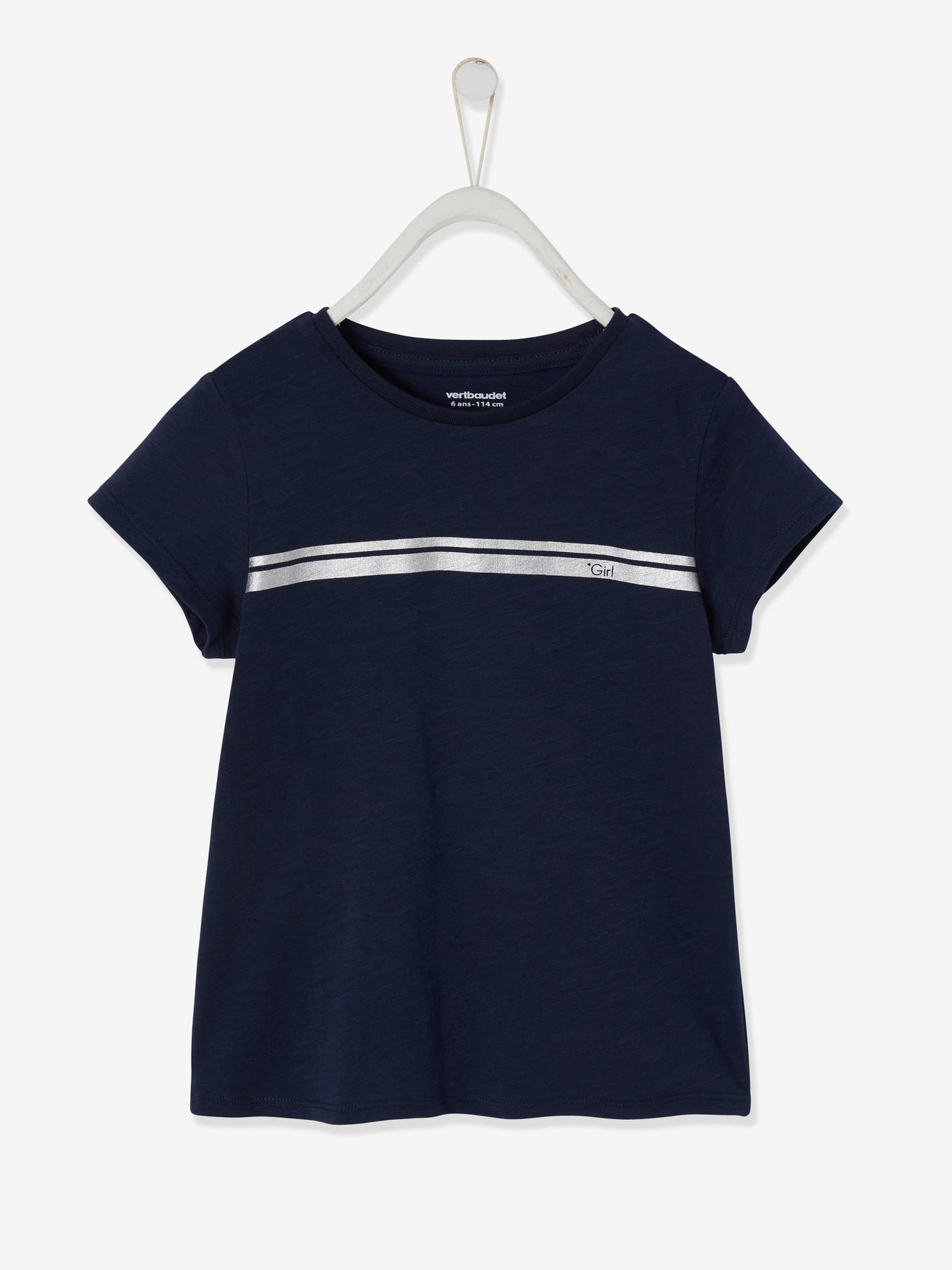 T-shirt de sport Basics fille rayures irisées placées écru
