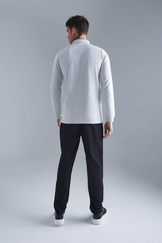 Langärmliges Slim-Fit Poloshirt