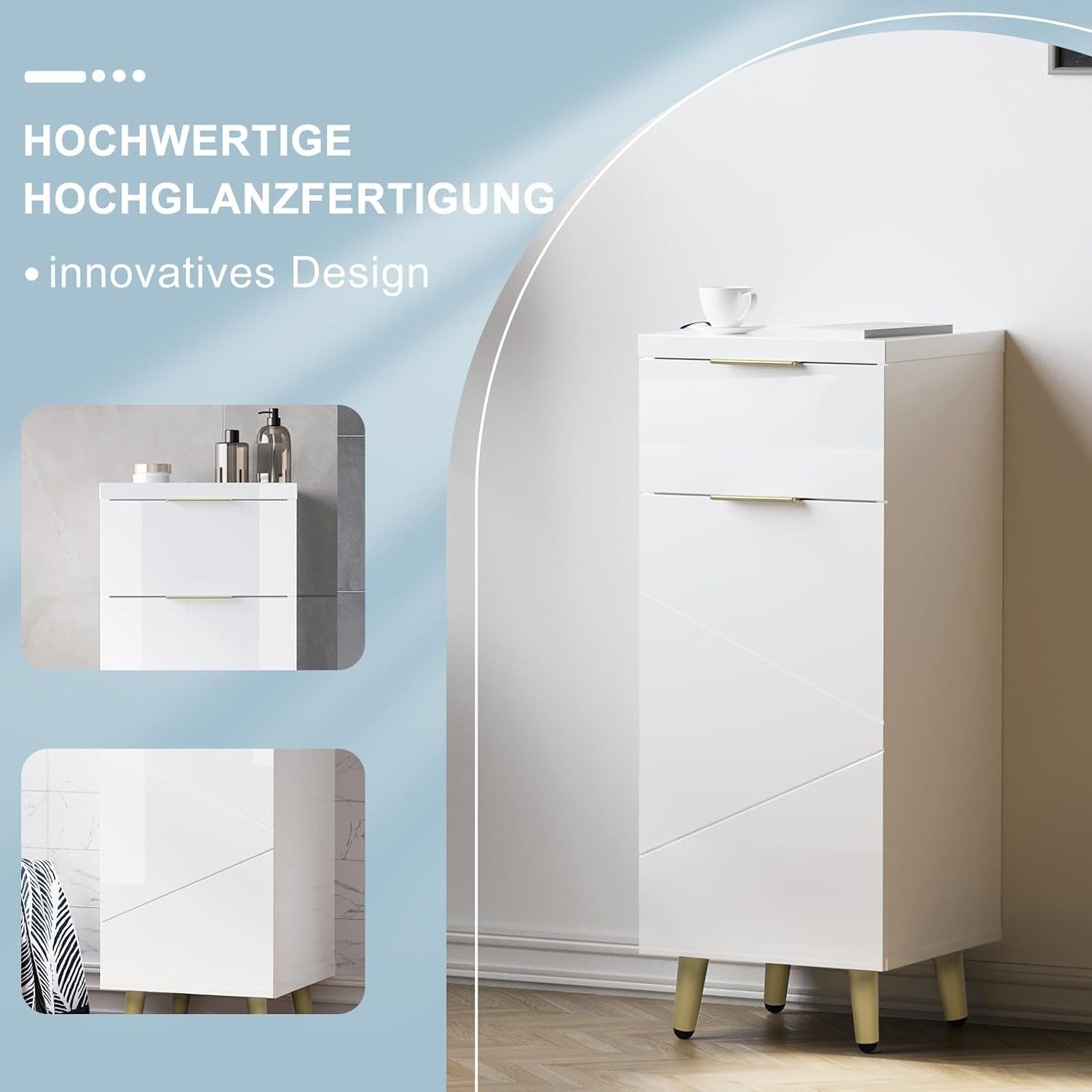 EUGAD Badkommode (1 St), Badezimmerschrank mit Schublade, 2 Ablagen, aus MDF