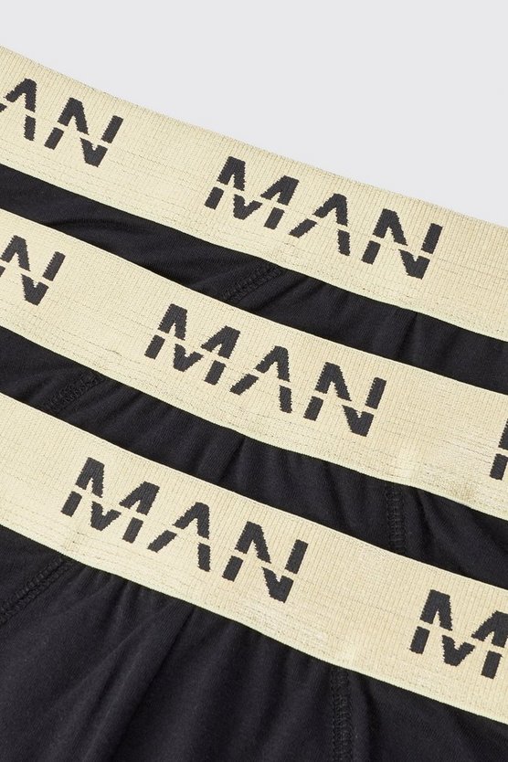 3er-Pack Man Roman Gold Boxershorts in Schwarz