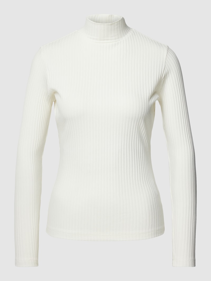 Longsleeve mit Stehkragen Modell 'Driza' in offwhite